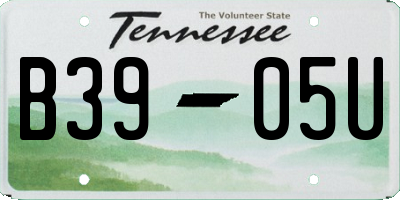 TN license plate B3905U