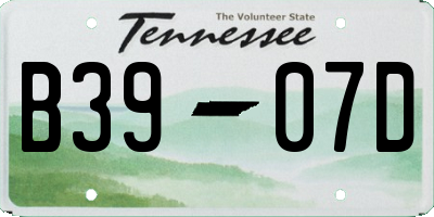 TN license plate B3907D