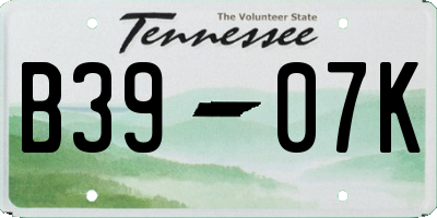TN license plate B3907K