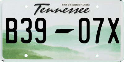 TN license plate B3907X