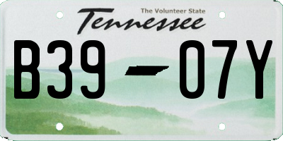 TN license plate B3907Y