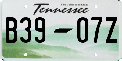 TN license plate B3907Z