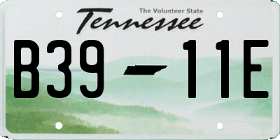 TN license plate B3911E