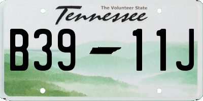TN license plate B3911J