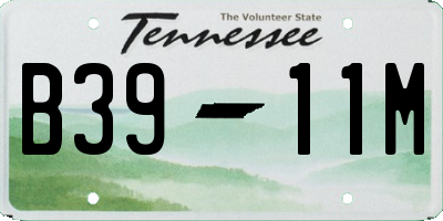 TN license plate B3911M