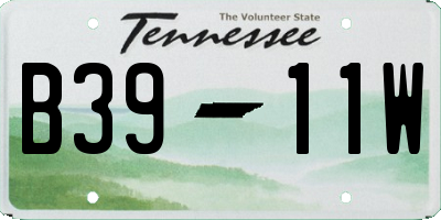TN license plate B3911W