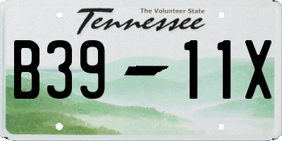TN license plate B3911X