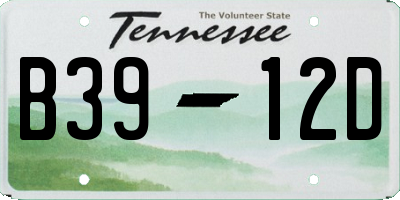 TN license plate B3912D