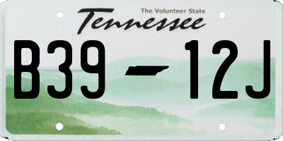 TN license plate B3912J