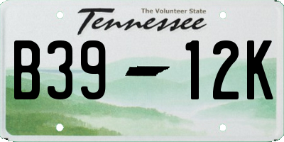 TN license plate B3912K
