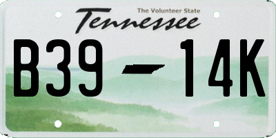 TN license plate B3914K