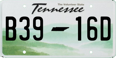 TN license plate B3916D