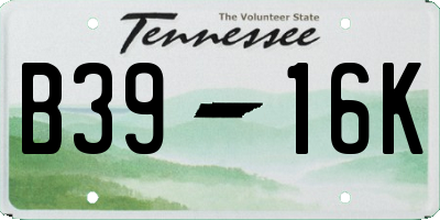 TN license plate B3916K