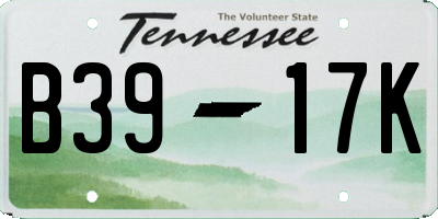 TN license plate B3917K
