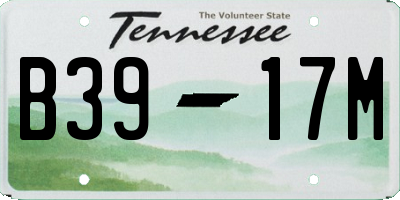 TN license plate B3917M