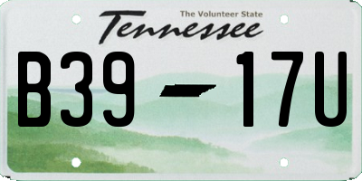 TN license plate B3917U