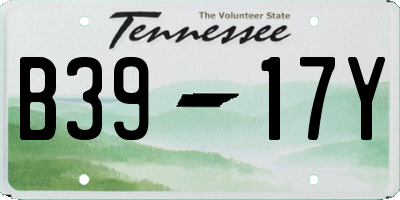 TN license plate B3917Y