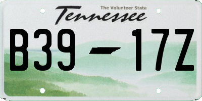 TN license plate B3917Z