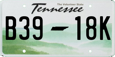 TN license plate B3918K