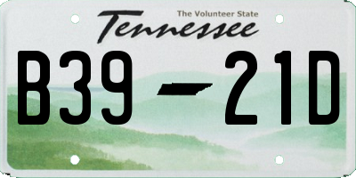 TN license plate B3921D