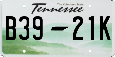 TN license plate B3921K