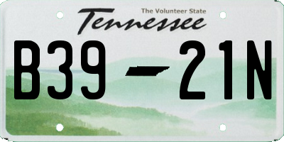 TN license plate B3921N