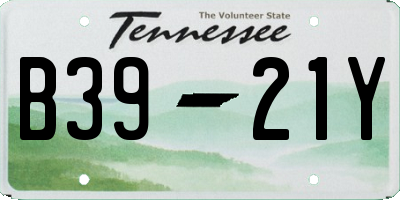 TN license plate B3921Y