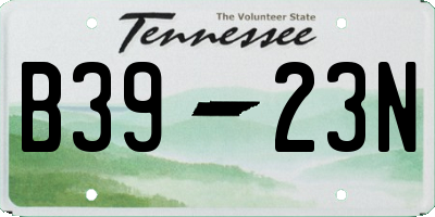 TN license plate B3923N