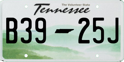 TN license plate B3925J