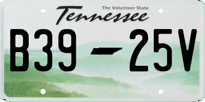 TN license plate B3925V