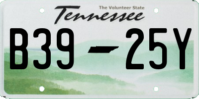TN license plate B3925Y