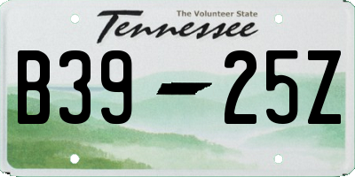 TN license plate B3925Z