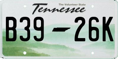 TN license plate B3926K