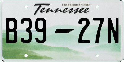 TN license plate B3927N