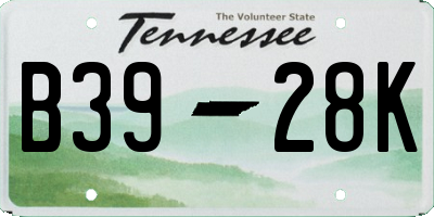 TN license plate B3928K