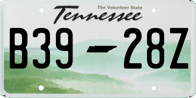 TN license plate B3928Z