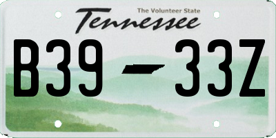 TN license plate B3933Z