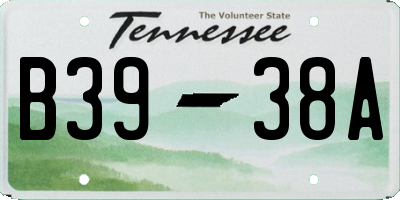 TN license plate B3938A