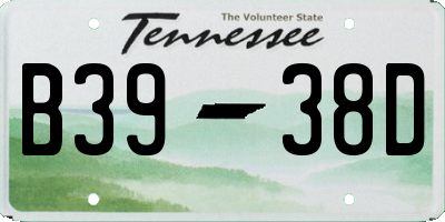 TN license plate B3938D