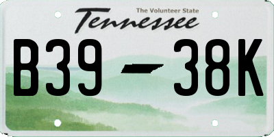 TN license plate B3938K