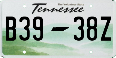 TN license plate B3938Z