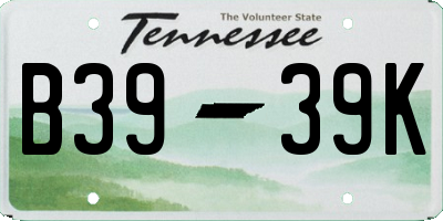 TN license plate B3939K