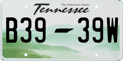 TN license plate B3939W
