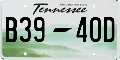 TN license plate B3940D