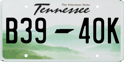 TN license plate B3940K