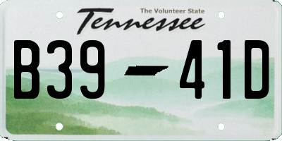 TN license plate B3941D