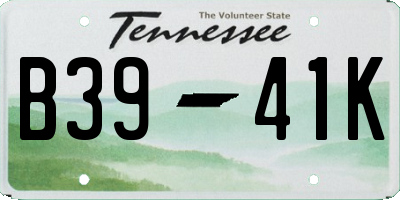 TN license plate B3941K
