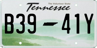 TN license plate B3941Y