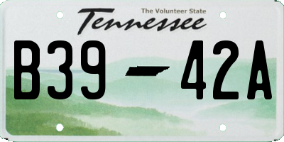 TN license plate B3942A