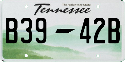 TN license plate B3942B